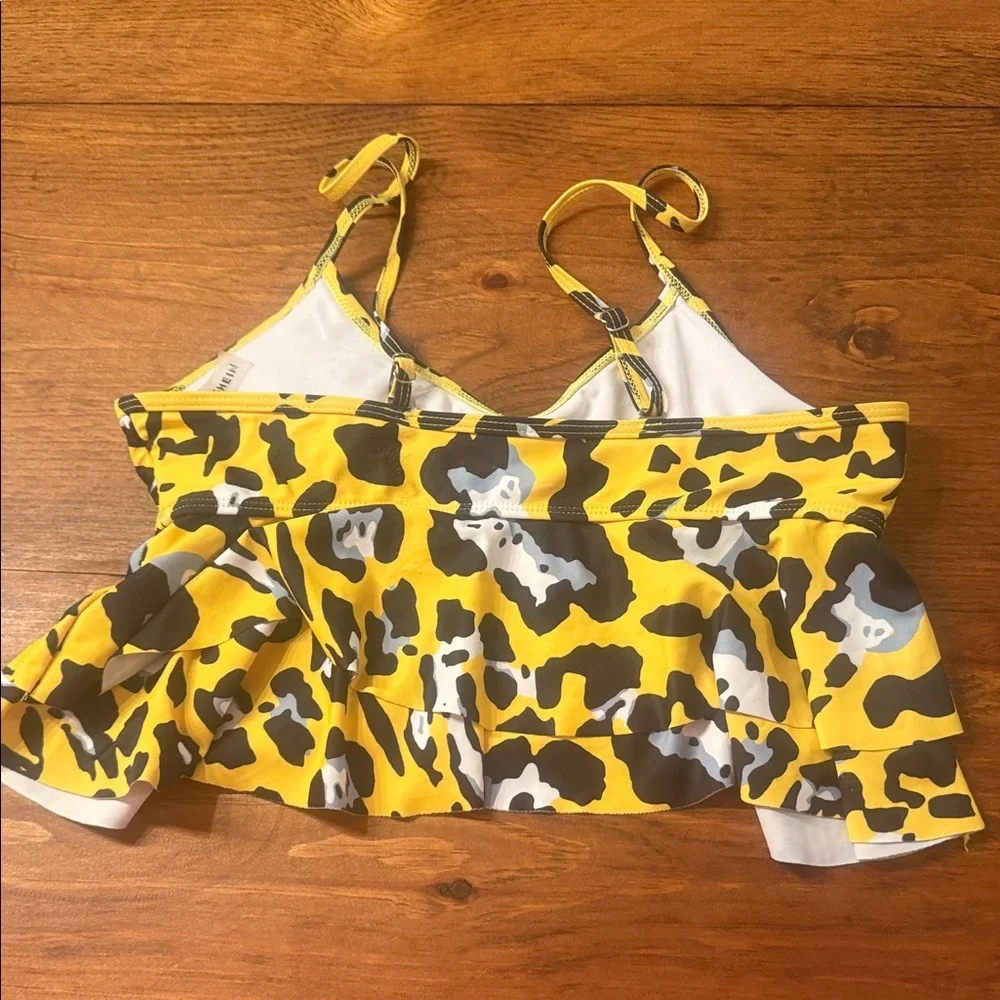 SHEIN Yellow and Black Leopard Print Swim Top just the top